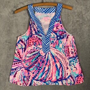 Lilly‎ Pulitzer Achelle Top Colony Coral Shell Out Womens Size S Tropical Print